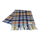 Lambswool Scarf - Womens & Mens - Light Blue Multicoloured Checked Plaid